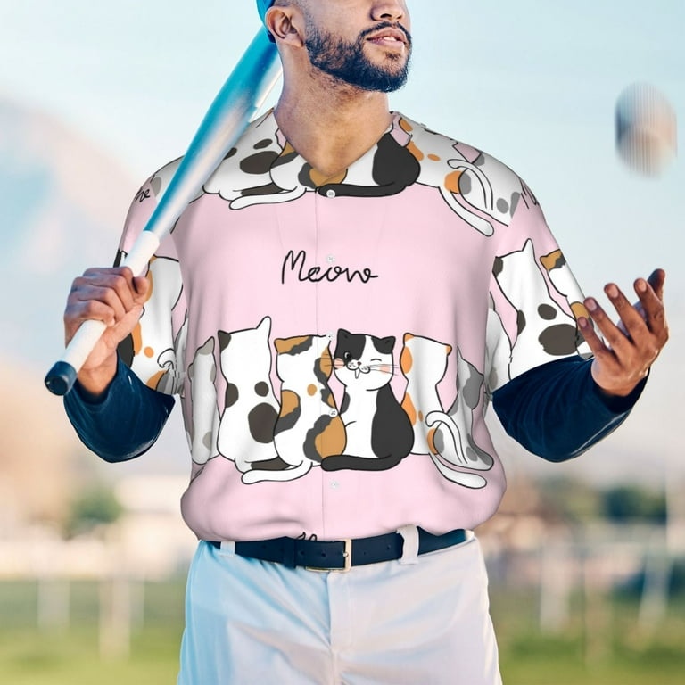 Fotbe Cute Cats Baseball Jersey Shirt for Men and Women, Casual