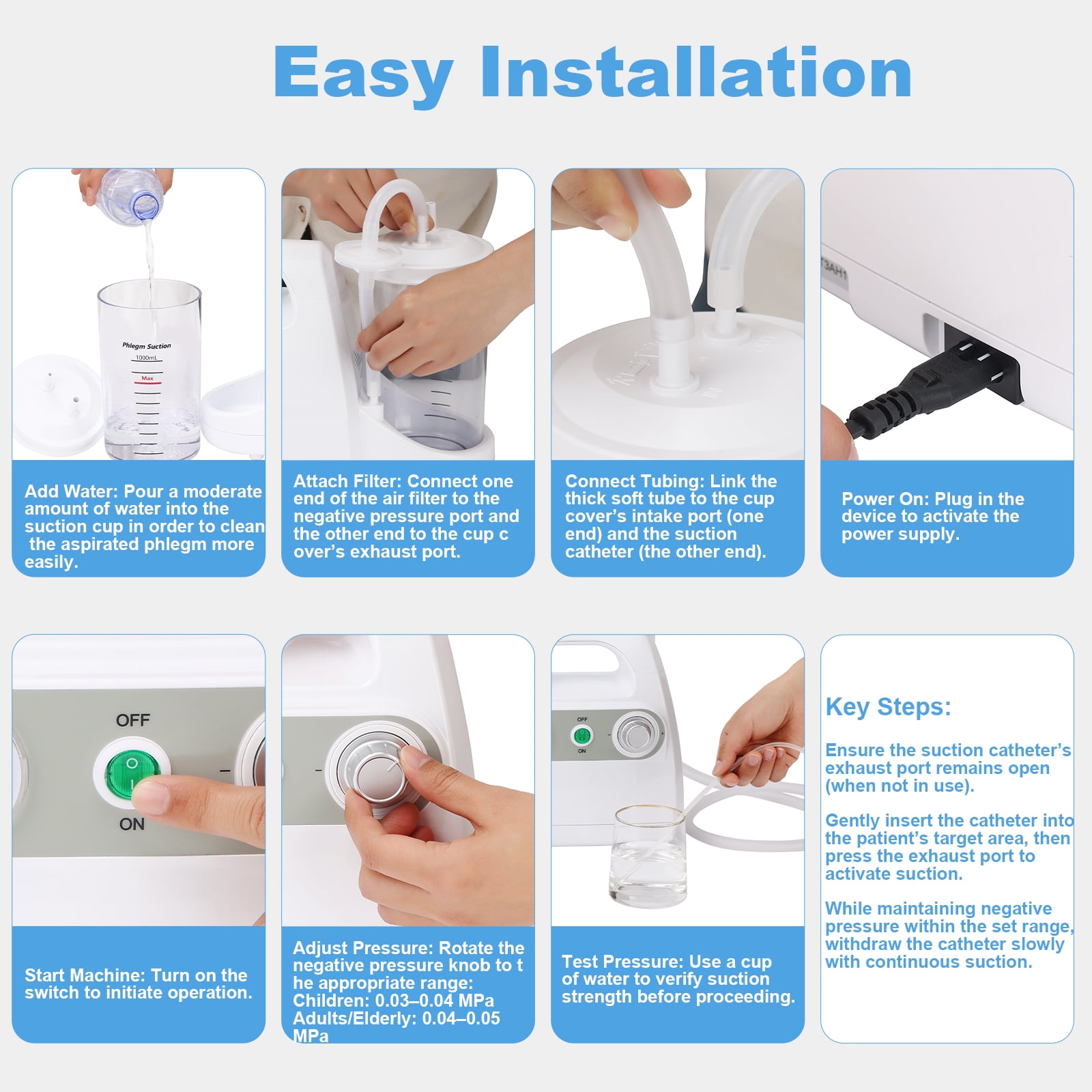 Electric Suction Machine for Home Use, Negative Pressure Suction Device for Elderly,, Children