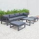 thumbnail image 2 of Juego de mesa de café y seccional otomana para patio de 7 piezas Chelsea de LeisureMod de aluminio negro con cojines LeisureMod CSTOBL-7BL, 2 of 2