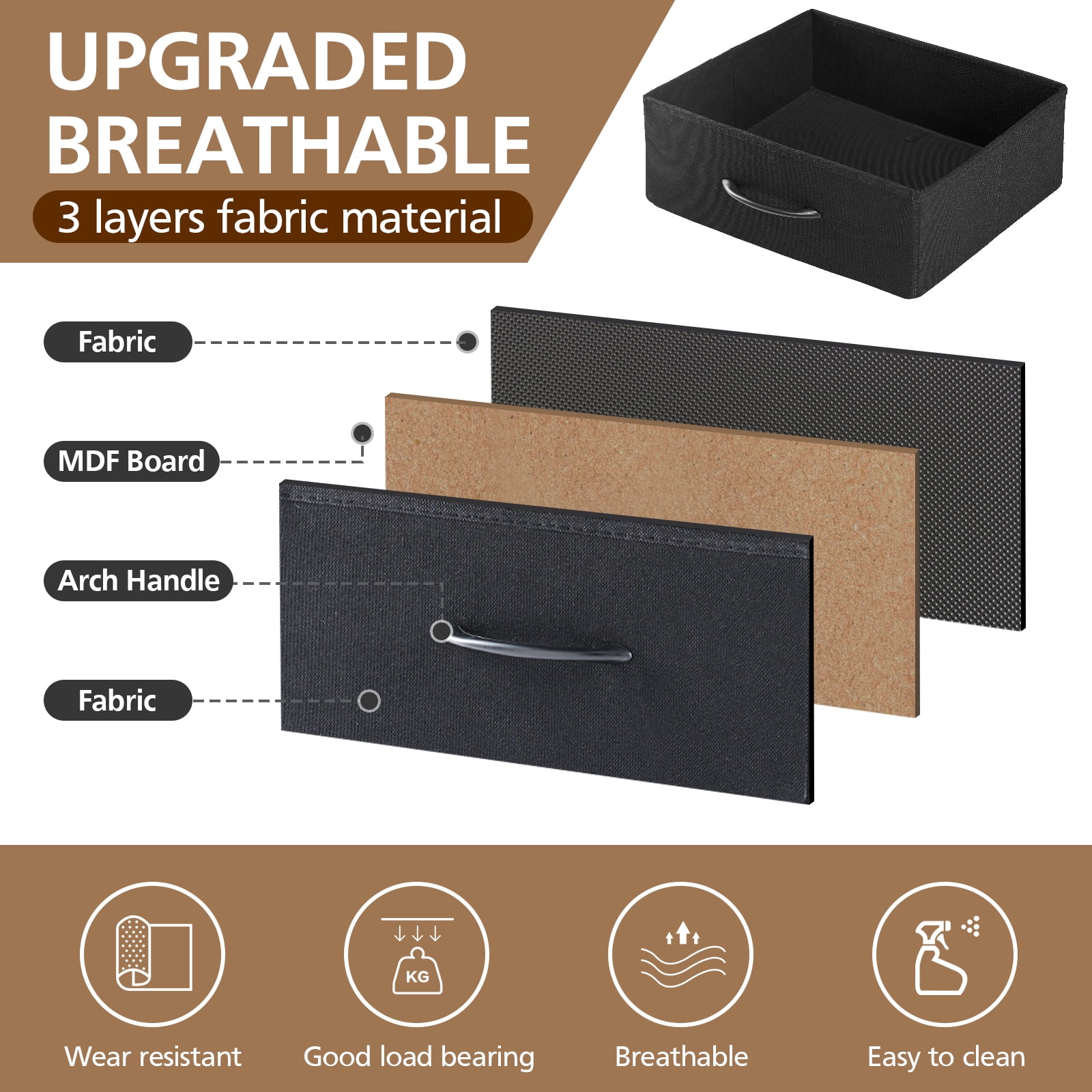 Smart Nightstand with LED Lights & Charging Station | Remote App Control Bedside Table | 2 AC Outlets, USB-C Port, 5 Drawer Storage | Modern End Table for Bedroom, Black
