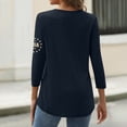 thumbnail image 3 of 4th of July Shirts for Women 3/4 Sleeve T Shirts Casual USA Flag Print Pullover Independence Day Patriotic Tops USA 250th Anniversary Celebration Party Round Neck Blouses Navy XL, 3 of 3