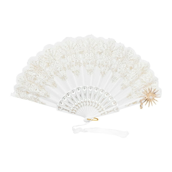YEAHIBABY Hand Held Fans Folding Fan White Plastic 1Pcs 16.5x9.4x0.8in