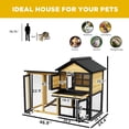 thumbnail image 4 of Weatherproof Duck Coop and Wire Mesh Run,Wooden Backyard Duck Condo with Nesting Box,Indoor Rabbit Hutch with Tray,46.9",Yellow, 4 of 10