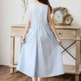 thumbnail image 5 of BFHHYA Girls Summer Midi Dress Square Neck Puff Short Sleeve Smocked Dress Youth Casual School Uniform Dress Ages 5-16 Years, 5 of 8