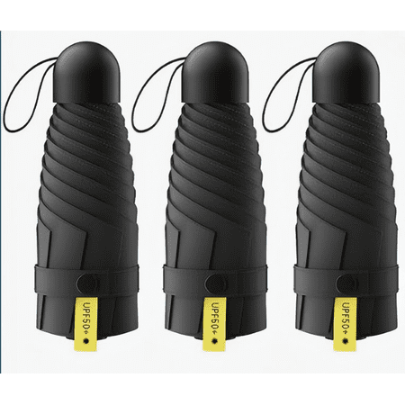 3 Pack Travel Mini Umbrella Small Compact, Portable Umbrella with UPF 50+ UV Protection, Rainproof & Sunproof Folding Umbrella, Lightweight for Backpack, Purse, or Pocket