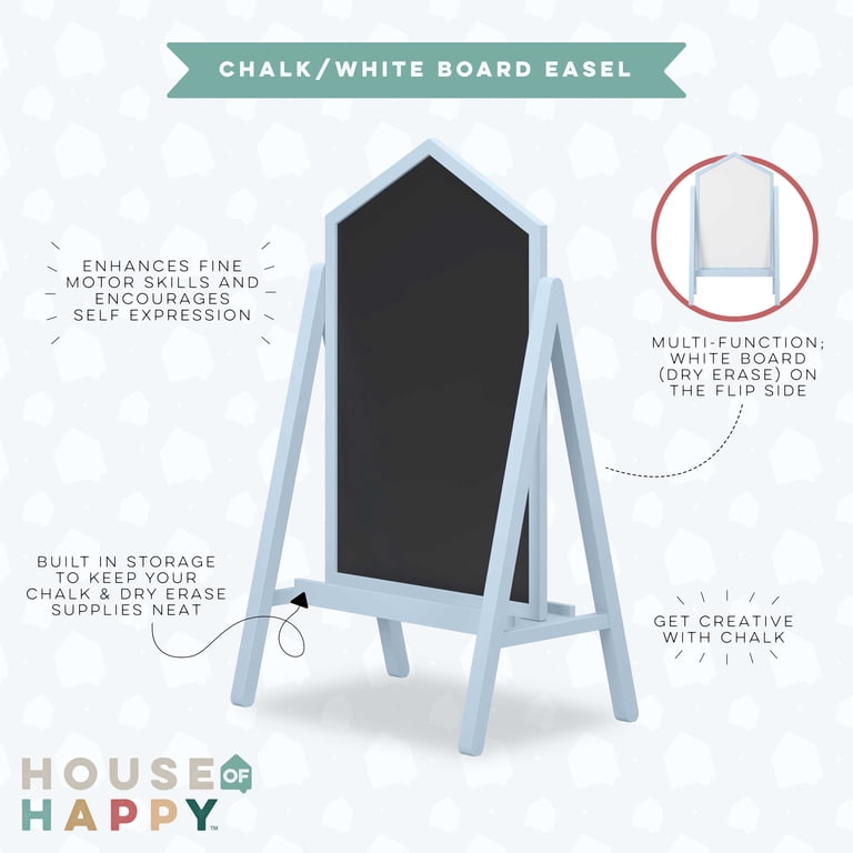 House of Happy Double-Sided Art Easel, Blue Chalkboard & Whiteboard photo 5