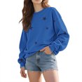 thumbnail image 6 of Women's Star Print No Hood Sweatshirt, Soft Breathable Polyester Long Sleeve Pullover Top with Comfort Fit for Casual Daily Wear, Winter Season, Street Fashion and Outdoor Activities Blue L, 6 of 10