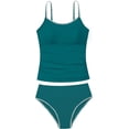 thumbnail image 5 of Tween Girls Swimsuit Summer Solid Color Tankini Two Piece with Contrast Binding Trim for Swimming Beach Set Bathing Suit Swimwear Swimsuits, 5 of 5
