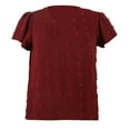 thumbnail image 7 of Wycnly Womens Blouses and Tops Dressy Going out Casual Lightweight Chiffon Jacquard Plus Size Tunic Shirts Summer Solid V-Neck Short Sleeve Cute Tees Tops Red XL, 7 of 7