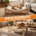 thumbnail image 2 of Cat Bed with Sisal Scratching Pad, Wooden Cat Sofa Lounge, Curved Cat Scratcher Bed for Indoor Cats, Modern Cat Furniture, 2 of 7