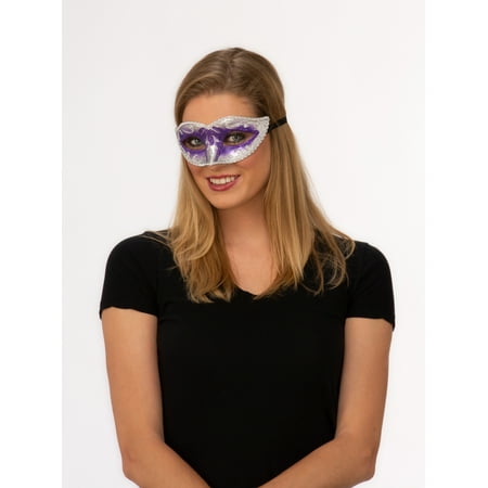 Way to Celebrate Mardi Gras Purple & Silver Glitter Mask