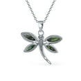 thumbnail image 2 of Bling Jewelry Womens Rainbow Abalone Shell Butterfly Dragonfly Firefly Pendant Necklace Silver Chain, 2 of 5