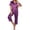 Eggplant, variant on Womens Satin Capri Pajamas Set Silk Short Sleeve Pjs 2 Piece Lounge Sets Button Down Sleepwear