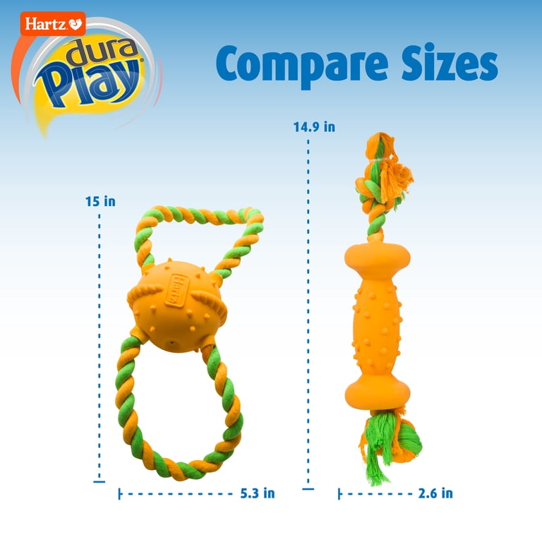 Hartz Dura Play Tug of Fun Dumbbell Bacon Scented Dog Toy, Nylon