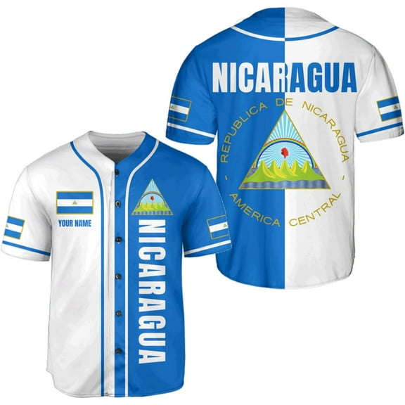 Personalized Nicaragua Baseball Jersey, Custom Nicaragua Baseball Jersey for Men & Women, Nicaraguan Camisas Shirt (S)