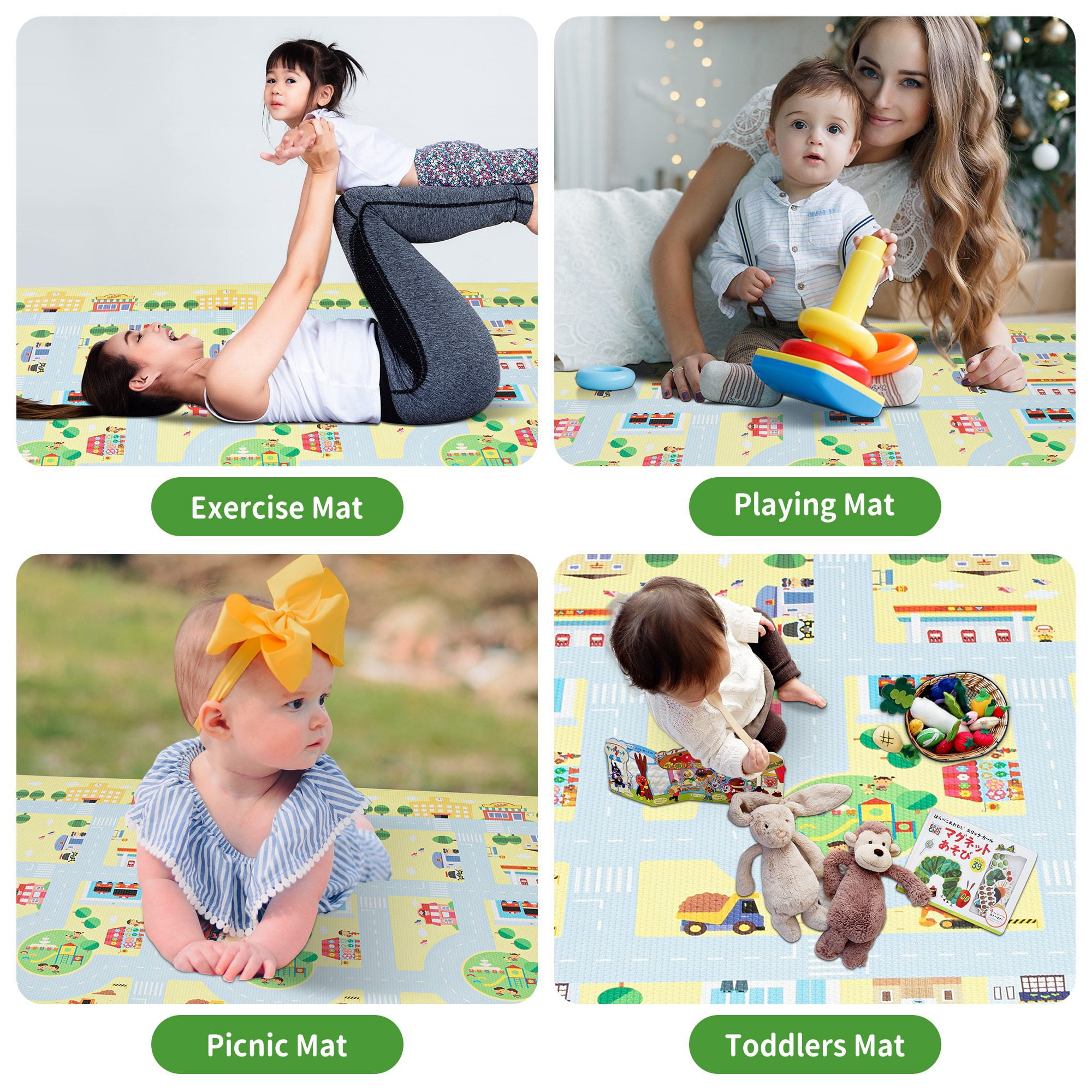 RAY STAR 55x90.5x0.39in Baby Play Mat, Reversible Crawling play mat Thickness Soft Mat