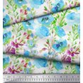 thumbnail image 2 of Soimoi Silk Fabric Flower & Leaves Watercolor Fabric Prints by Yard 42 Inch Wide, 2 of 3