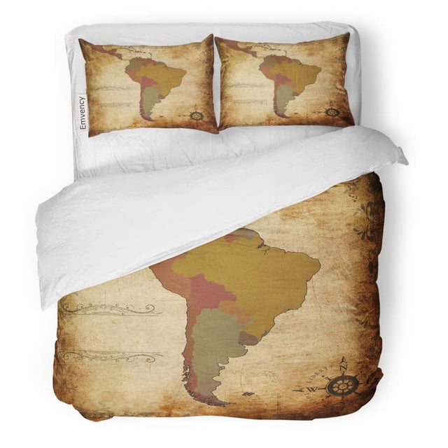 Juego de ropa de cama de 3 Piezas ABPHQTO América del Mapa Antiguo Funda nórdica Twin con 2 fundas de almohada