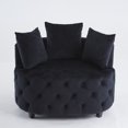 thumbnail image 4 of Modern Barrel Chair, Round Oversized Barrel Chairs, Sofa Lounge Accent Chair, Velvet Leisure Sofa Chair, Comfy Leisure Chair with 3 Pillows for Living Room Bedroom Hotel Office, Black, 4 of 9