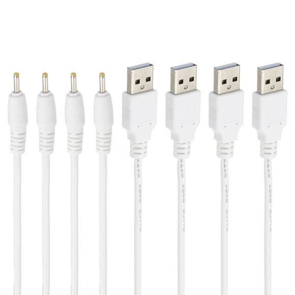 Unique Bargains 3Ft USB to DC 2.5x0.7mm Barrel Jack Power Cord, 4 Pcs 24AWG Wire Adapter Connector Charging Cord, White