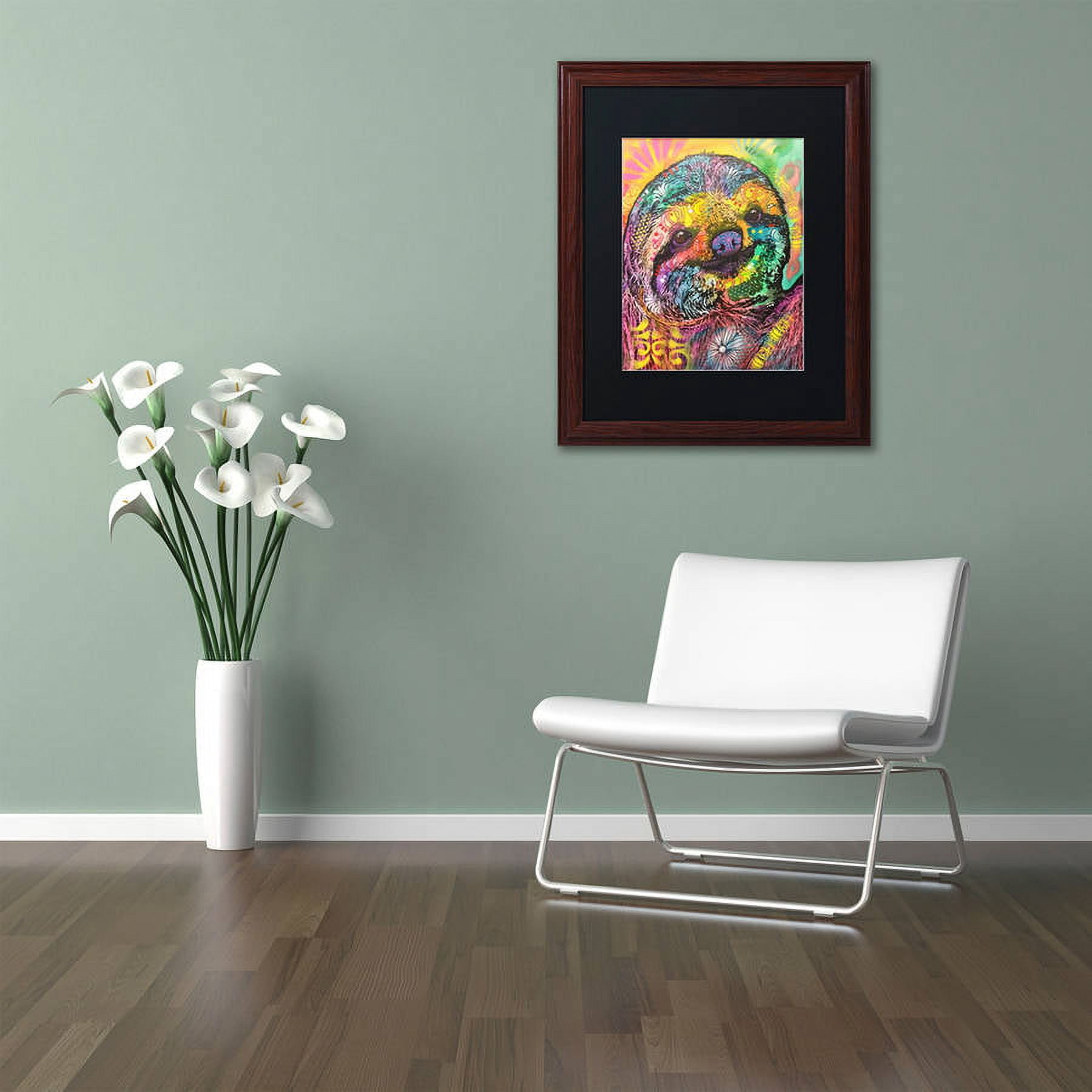 Trademark Fine Art "Sloth" Canvas Art by Dean Russo, Black Matte, Wood Frame