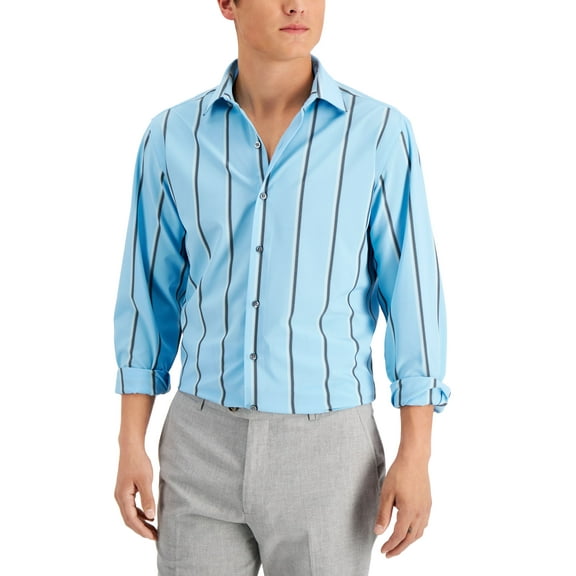 Alfani Men's Slim Fit 4-Way Stretch Dress Shirt Lt Blue 14-14 12 32-33
