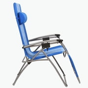 Kamp-Rite Outdoor Folding Zero Gravity Camping Beach Lawn Chair, Blue