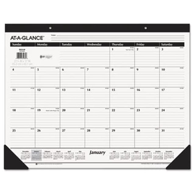 At a Glance AAGSK2400 Ruled Desk Pad Wall Calendar, Black