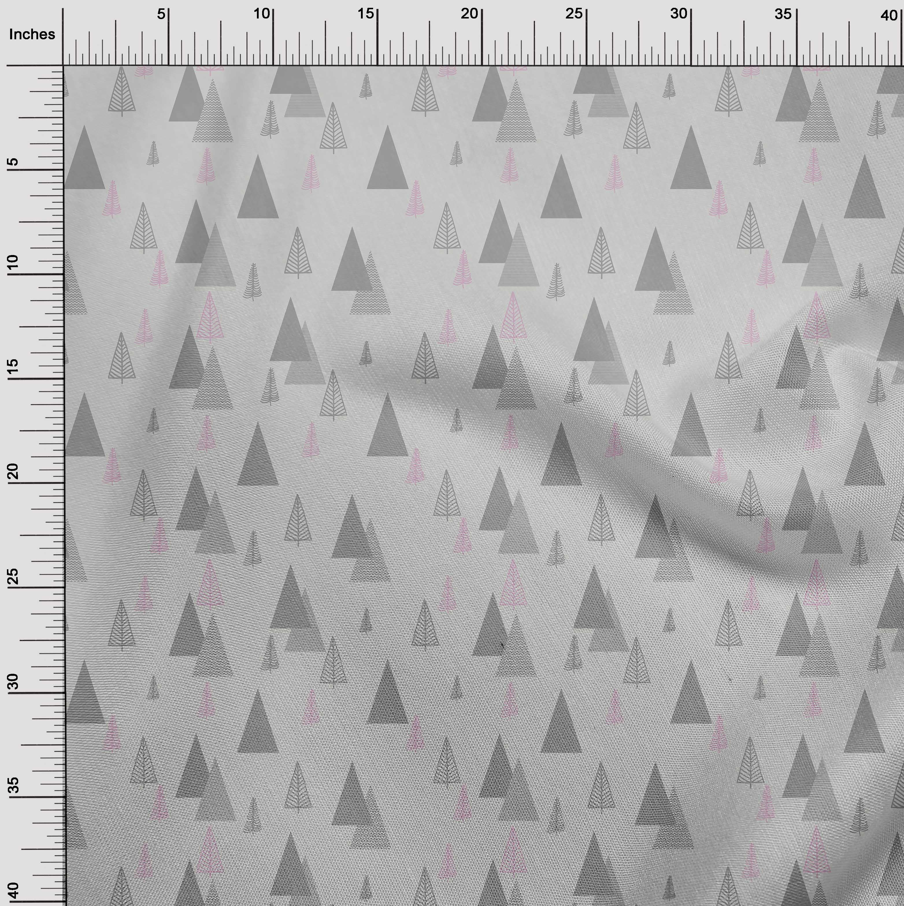 oneOone Viscose Chiffon Light Gray Fabric Christmas Tree Dress Material Fabric Print Fabric By The Yard 42 Inch Wide