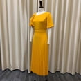 thumbnail image 5 of AURA Plus Size Ruffle Sleeve Pleated Midi Dress Elegant High Waist Swing Skirt Solid Color, 5 of 8