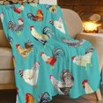 thumbnail image 2 of Farmhouse Chicken Blanket Farm Rooster Hen Throw Blanket Ultra Soft Cozy Fleece Country Chicken Themed Gift Fuzzy Plush Bedding Blankets for Kids Teens Adults Girls Boys Women Men 50"x40", 2 of 6