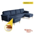 thumbnail image 2 of Sala Modular Doble Chaise Makora Salazar con Memory Foam Color Azul Lino Respaldo Reclinable de 3 Posiciones, 2 of 7