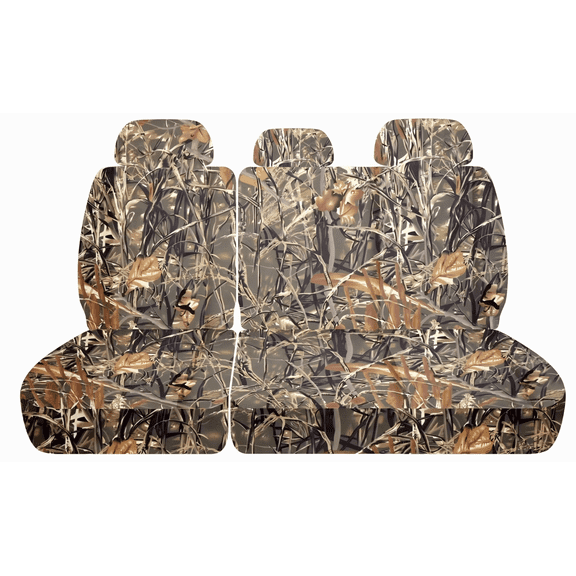 Fits 2011-2014 Ford F-150 SuperCrew Camo Seat Covers Rear Bench 60/40 W 3 Headrests No Armrest:Wetland