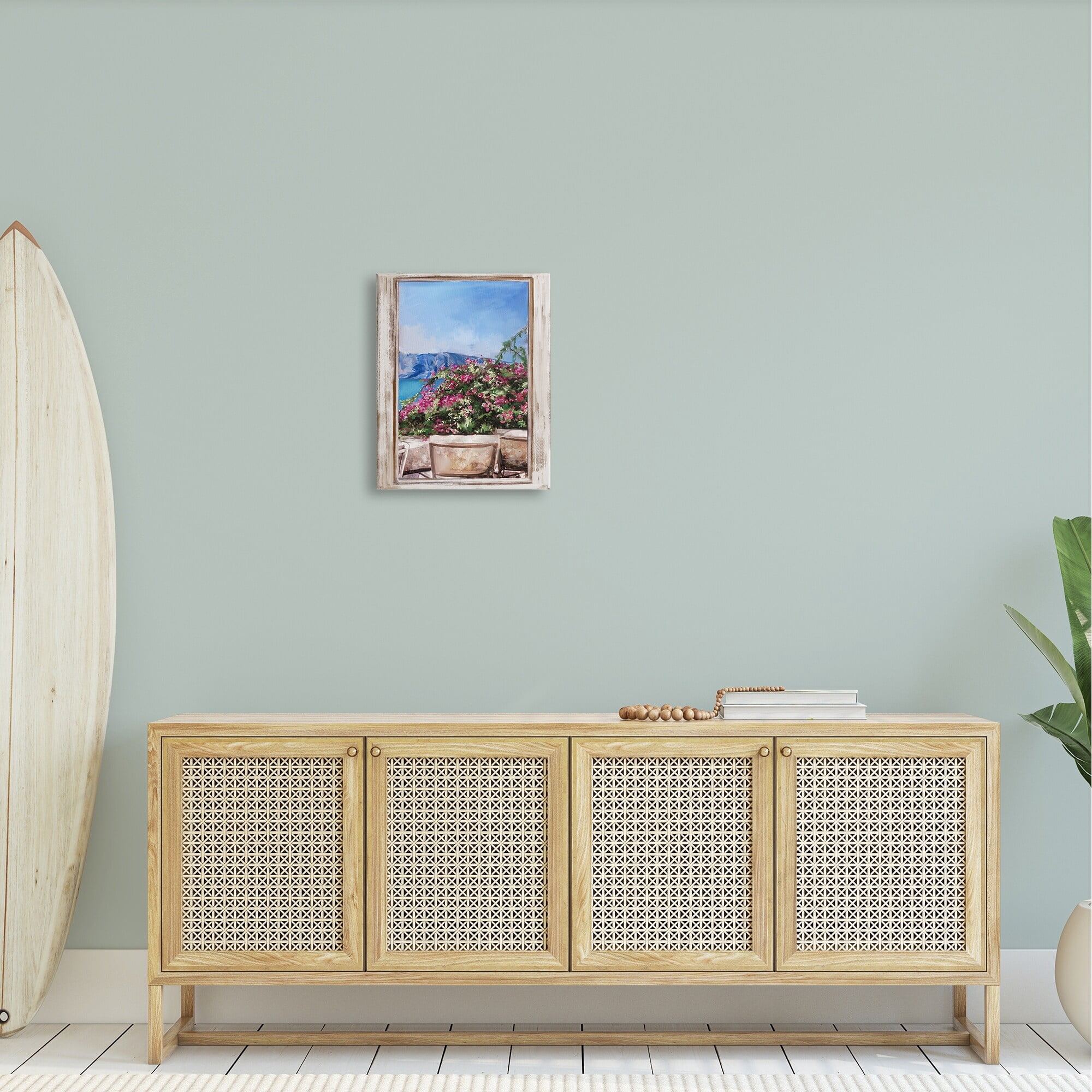 Stupell Industries Through Window View Seaside Flower Garden Scene Painting Gallery Wrapped Canvas Print Wall Art, Design by Ziwei Li