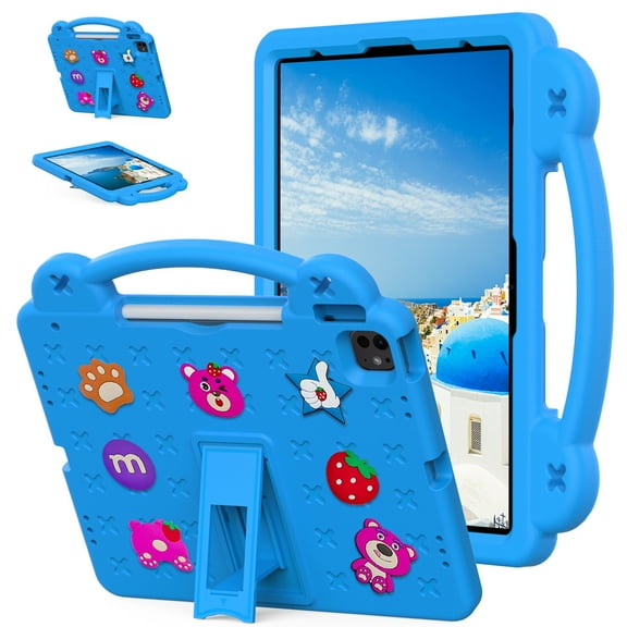 for Walmart Onn 7 Gen 4 7.0" Case for Kids, Children Friendly DIY Cartoon EVA Foam Protective Handle Stand Cover for Onn 7 inch 2024 4th Generation Tablet (Model 100135924),Skyblue