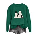 thumbnail image 4 of Turilly Cute Women's Halloween Graphic Pullover Sweatshirt Long Sleeve Crewneck Ghost with Cats Design for Festive Fall Outings, 4 of 6