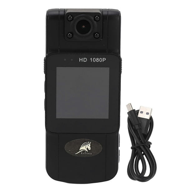 1080P Mini Body Camera, Infrared Night Vision, Motion Detection, 180 Degree Rotating Lens, 1.54 Inch Screen