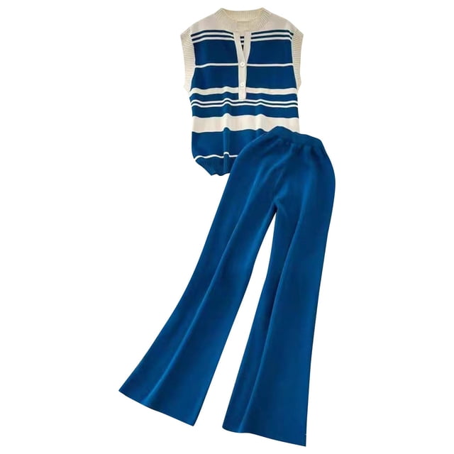 Hauts de Mode pour Femmes, Shorts avec Taille Élastique, Ensembles de Pantalons Longs à Manches Courtes et Col Rond Décontractés pour Femmes