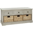 thumbnail image 2 of SAFAVIEH Damien Storage Bench with 3 Wicker Baskets and 3 Drawers, Vintage Grey, 2 of 5