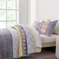 thumbnail image 3 of JOHNPEY Quilt Set California King Size-Boho Botanical Quilts Bedding Set All Season Coverlets with Rustic Striped Pattern，Yellow，3 Pieces, 3 of 6