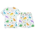 thumbnail image 3 of Pyjamas de Noël pour Enfants Père Noël Col Rond Manches Courtes Ensemble Haut Pantalon Tenues de Vacances Imprimé Pyjamas Fille 3-4 Ans, 3 of 3