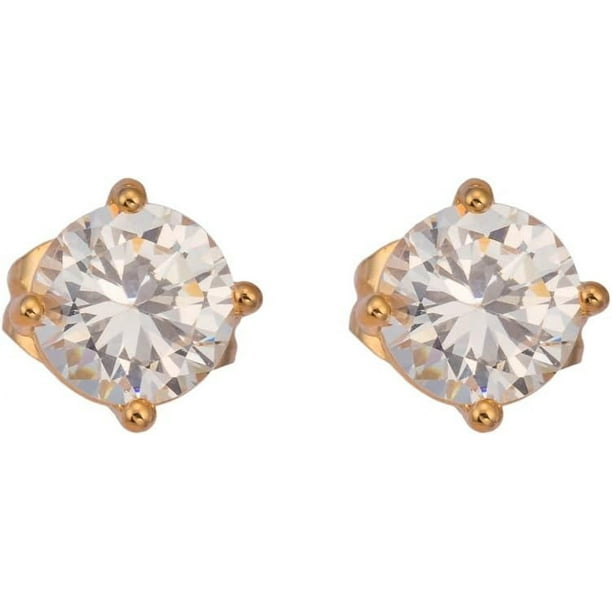 Un par de adorables pendientes de latón con circonitas cúbicas, ideales para la creación de joyas. Pendientes transparentes chapados en oro de 18 quilates.