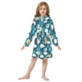thumbnail image 6 of FORMRS Niños Bathrobe Unisex Hooded Robe Soft Plush Pajamas Sleepwear, Size 2-3T, Blue White Geometric Patterns, 6 of 7