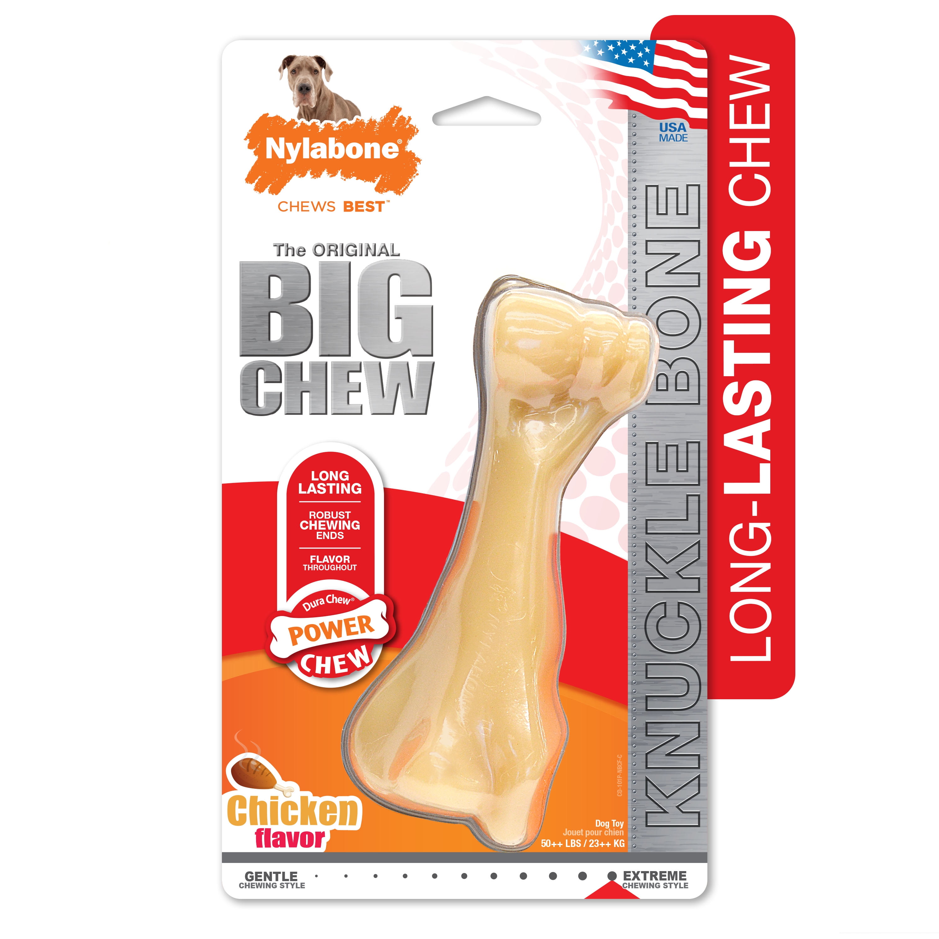 Nylabone Power Chew Knuckle Bone Big Dog Chew Toy Chicken Flavor XX