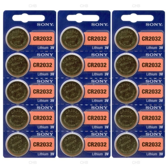 Sony CR2032 3V Lithium 2032 Coin Battery, 15 Pack