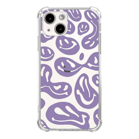 Purple Smiley Face Case Compatible with iPhone 13,Aesthetic Art Design TPU Bumper Bumper Cover Case
