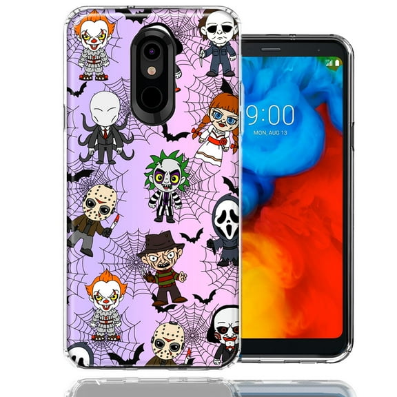 MUNDAZE LG Stylo 4 Classic Haunted Horror Halloween Nightmare Characters Spider Webs Design Double Layer Phone Case Cover