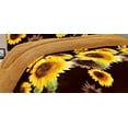 Linen Plus 3 Piece Sunflower Brown Yellow Flannel Sherpa Blanket, Full