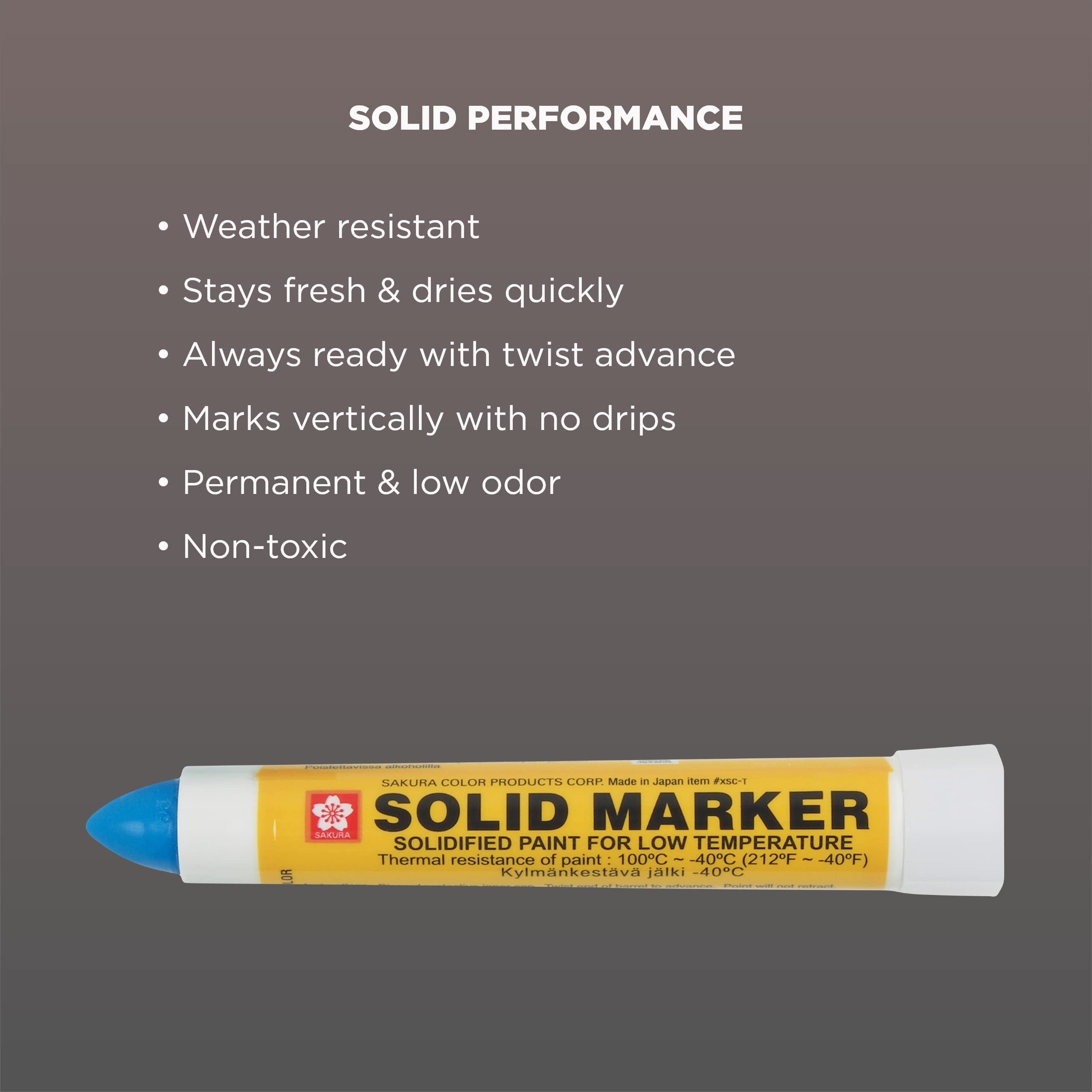 Sakura Solid Paint Markers with Twist Up Tip - Low Temperature Permanent Marker Pens - Window, Wood, & Glass Marker - Blue Paint - 1 Pack
