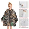 thumbnail image 6 of Brown Green Camo Leaves Branches Pattern Blanket Hoodies for Kids 6-13YR Oversize Wearable Blanket Hoodies for Boys Girls Teens, 6 of 7